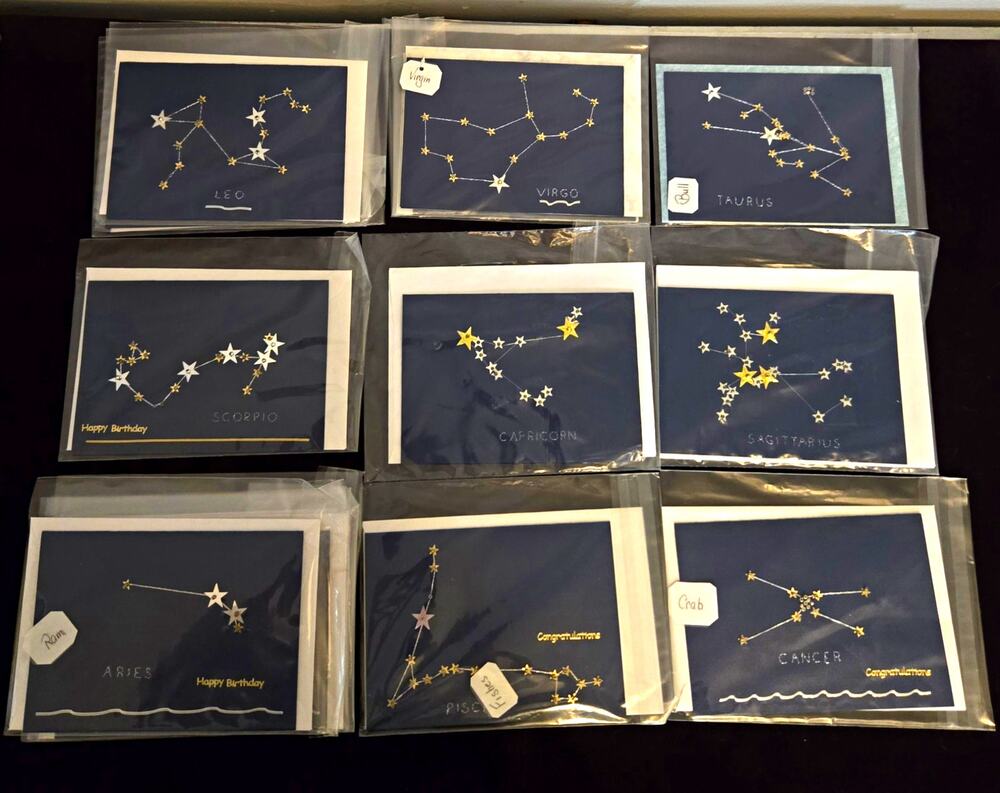 Lot of 16 Zodiac Constellation Greeting Cards Celestial Astrology Star Signs